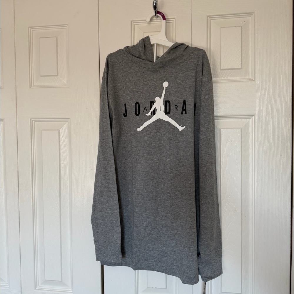 Jordan Grey Pullover Hoodie with White Jumpman
